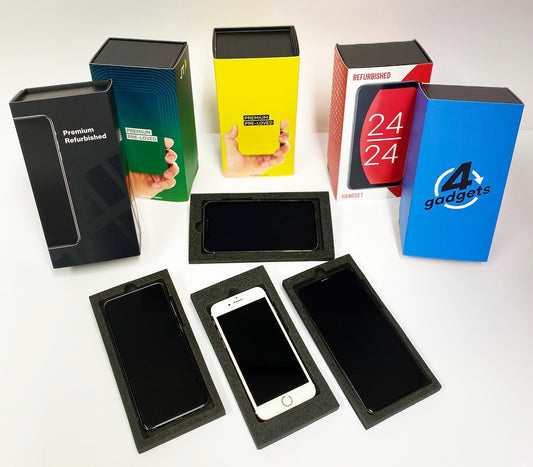 Custom designed mobile phone boxes with pulp trays