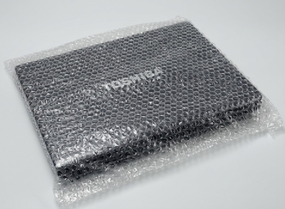 Large self-seal bubble bag with a laptop sealed inside
