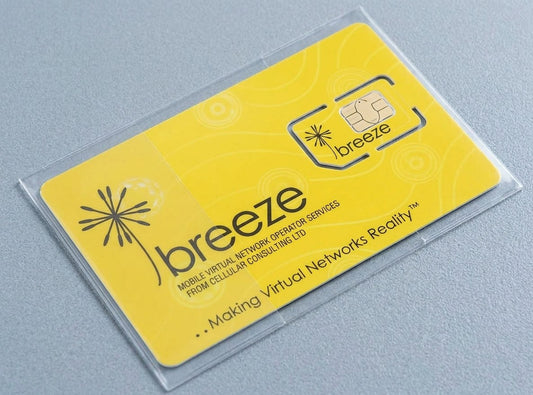 SIM and smart card clear PVC slip wallet holding a printed SIM card