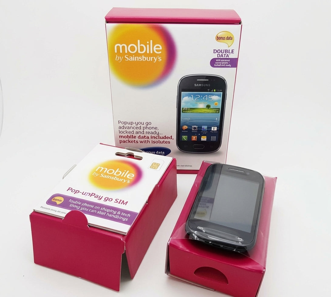 Visi-Grip retail pack for mobile phones: boxed handset with SIM pack, shown with the outer box